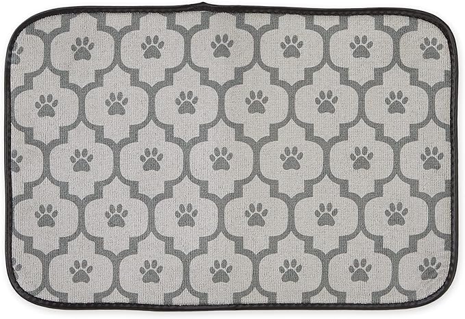 Bone Dry Machine Washable, Ultra Absorbent Pet Mat, 12x18, Gray Lattice