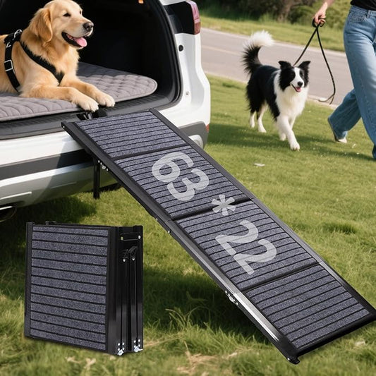 Rosvola Dog Car Ramp, Steps for Car, Portable Pet Stair Ramp with Non-Slip Surface for Car, SUV & Truck, Supports up to 150 Lbs, 600D Oxford Fabric