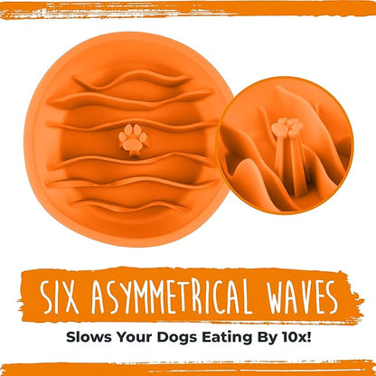 Mighty Paw Slow Feeder Dog Bowls | Interactive Dog Bow Insert - Silicone Puzzle Feeder Insert - Medium for All Sized Breeds (7" x 2")