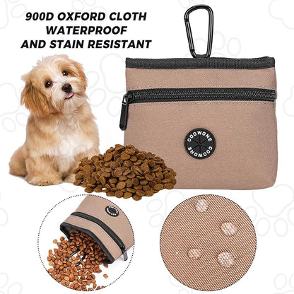 COOWONE Dog Treat Pouch with Pet Training Clicker, Detachable Dog Puppy Training Treat Bag, 900D Oxford Cloth Magnetic Closure Small Dog Walking Bag for Travel or Outdoor Use (Coffee)