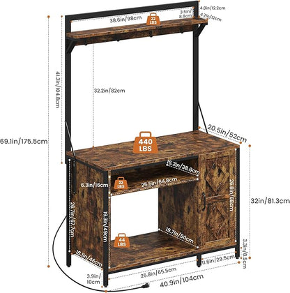 kepptory 40-50 Gallon Diamond Fish Tank Stand with Power Outlet, Heavy Duty Aquarium Cabinet with Display Shelf and 4 Hooks, Suitable for Turtle Tank, Reptile Terrarium for Home Office (Retro Brown)