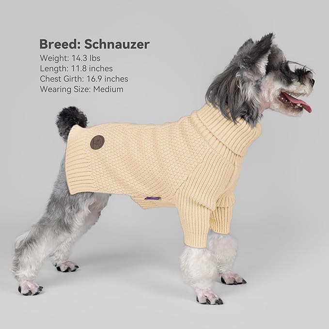cyeollo Dog Sweater Turtleneck Knitted Sweaters with Long Sleeves Winter Clothing Dog Clothes Sweaters for Medium Large Dogs