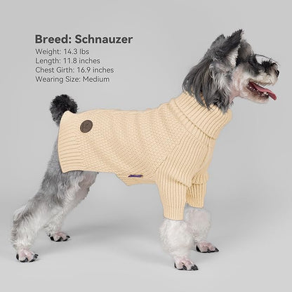 cyeollo Dog Sweater Turtleneck Knitted Sweaters with Long Sleeves Winter Clothing Dog Clothes Sweaters for Medium Large Dogs