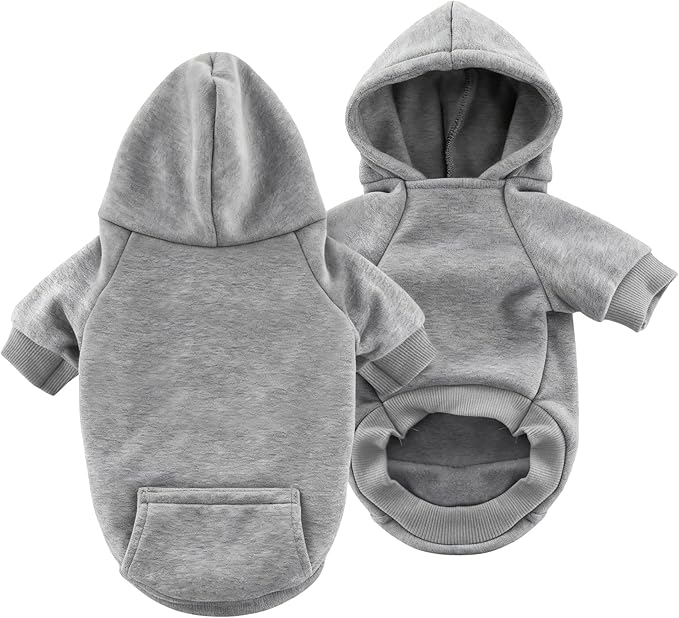 Idepet Pet Dog Hoodies Dog Clothes for Small Dogs Vest Chihuahua Clothes Warm Coat Jacket Autumn Puppy Outfits Cats Dogs Clothing(XL,Grey)