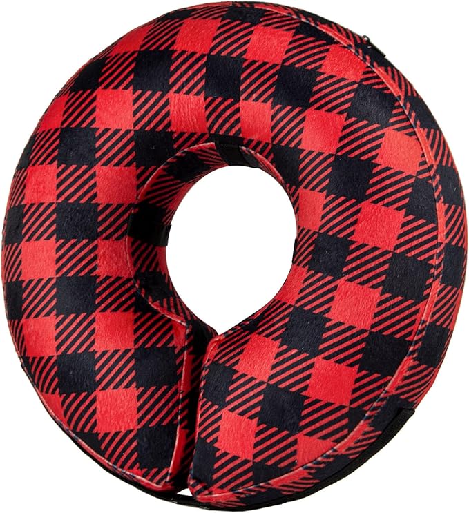 BENCMATE Inflatable Dog Cone Collar Alternative, Soft Dog Cone for Small Medium Large Dogs and Cats, Neck Recovery ECollar Donut Collar After Surgery (Small, Plaid)