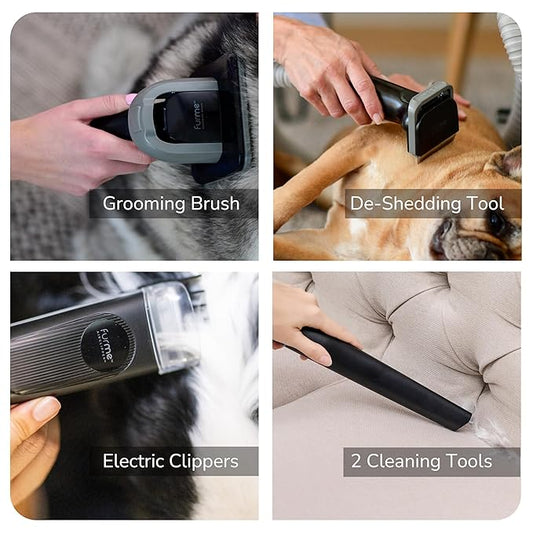 FurMe Original Pet Grooming Vacuum Kit - Cat & Dog Grooming Kit for Easy Pet Care at Home, Quiet & Safe Dog Hair Remover Machine with Brush, Clipper, Shedding & Cleaner Tools & 1L Canister