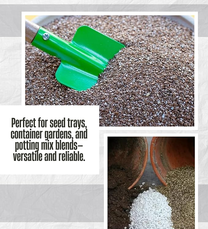 GROVE Chunky Perlite for Plants Indoor Bundle with Grow Bag Planter Black – Lightweight Mineral Soil Additive for Drainage, Aeration & Moisture Retention – Gift Set (3 Items)