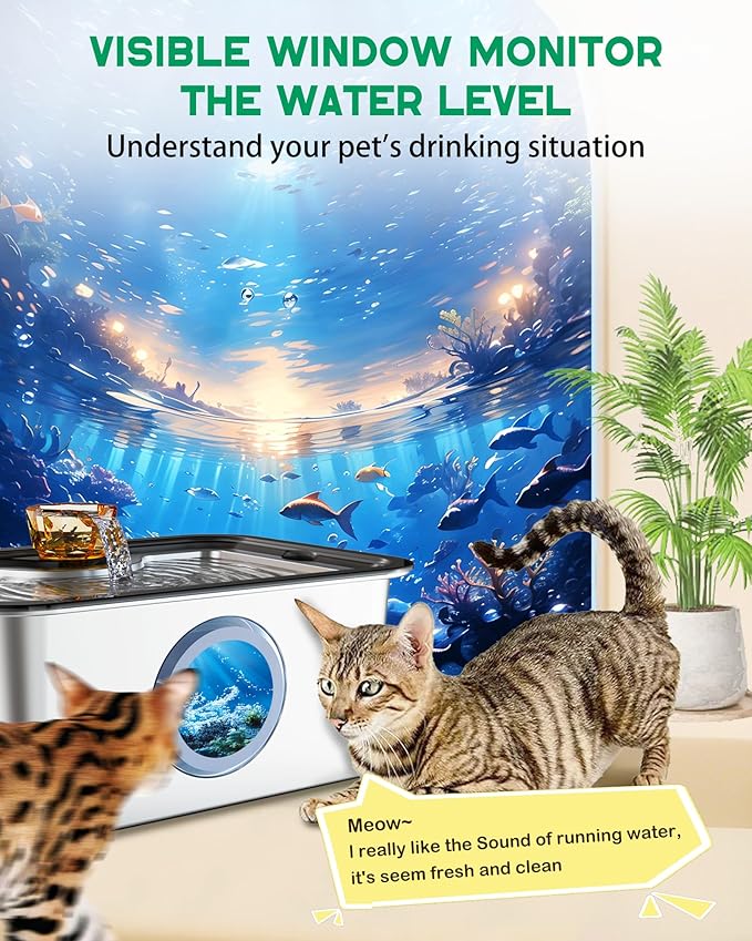 Dog Water Fountain for Large Dogs, 12L/ 3 Gallon Automatic Pet Drinking Fountain for Multiple Pets SUS 304 Stainless Steel, with Large Filter and Quiet Pump, No Spill, BPA-Free,