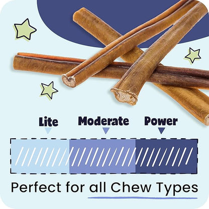Pawstruck All-Natural 9" Bully Sticks for Dogs - Long Lasting, Rawhide-Free, Low Odor & Grain-Free Dental Chew Treat - Healthy Single Ingredient, 100% Real Beef - 1 lb Bag