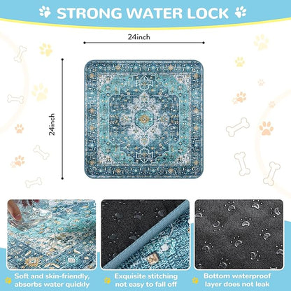 Lahome Super Absorbent & Leakproof Washable Dog Pee Pads - 2 Pack Value Set - Waterproof, Non-Slip Reusable Pads for Puppy Training, Crates & Whelping (24"x24", Blue)