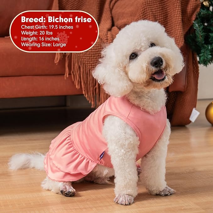 cyeollo 2 Pack Dog Christmas Dress Holiday Dog Dresses for Small Dogs Soft Breathable Holiday Pet Clothes Girl Snowman Outfit Pet Apparel, XL