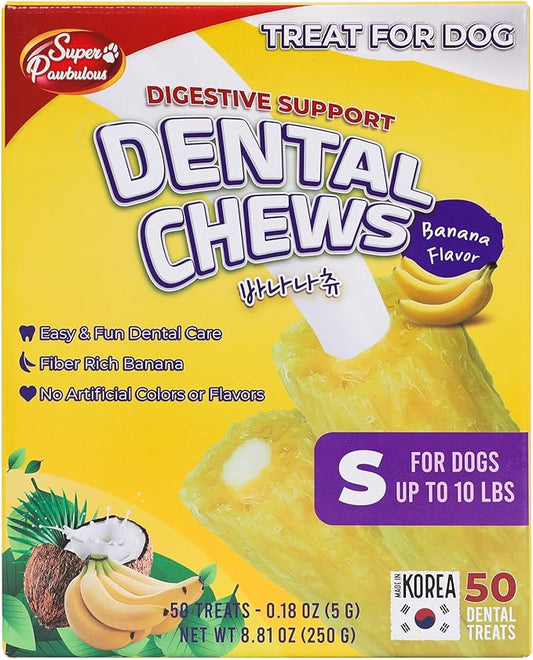 SuperPaw Dental Chews for Dogs - Healthy Dog Dental Treats for Teeth and Gums, Natural Chew Toy Alternative, Teeth & Gum Cleaning - Small, Banana, Pack of 1