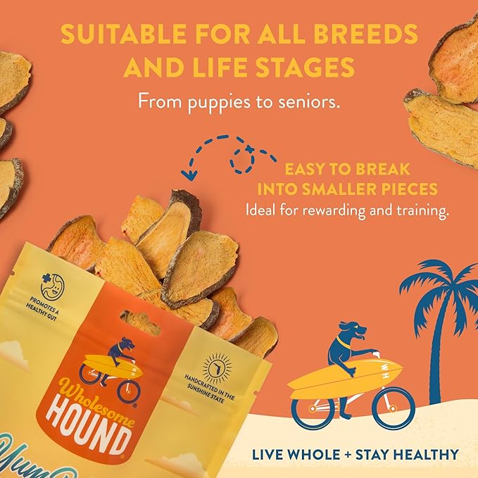 Wholesome Hound- Healthy Dog Treats- Chicken Chips & Sweet Potato, 2 Simple Ingredient Recipe, Lean 100% All Natural Dog Training Treats for Small Medium Large Breeds & Puppies, Made in USA- 4oz