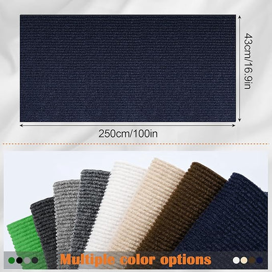 Cat Scratch Furniture Protector - 100" x 17" Trimmable Self-Adhesive Cats Claws Scratch Pads, DIY Cat Climbing Couch Protector for Scratch Post Cat Tree Replacement Indoor (Dark Blue)