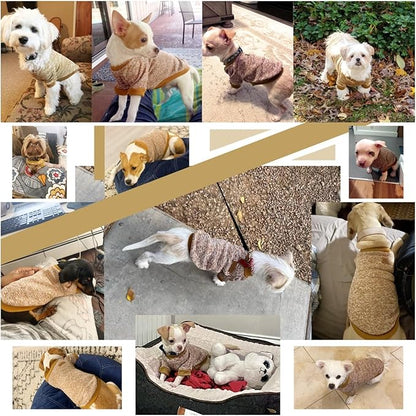 Jecikelon Dog Clothes Dogs Sweater Soft Puppies Clothing Winter Puppy Sweaters Warm Outfit for Dogs Small XXS XS Cat Apparel (Khaki, XS)