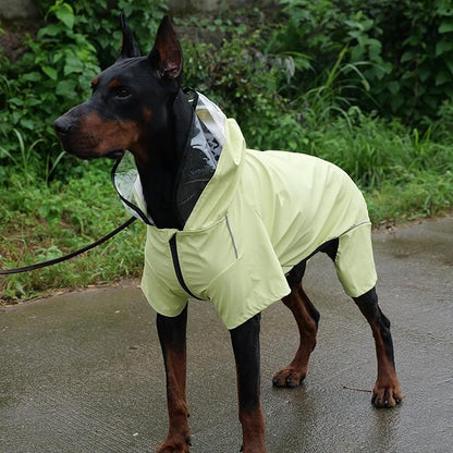 Four-Legged Full Coverage Waterproof Dog Raincoat with Reflective Features Pet Raincoats for Large Medium Small Dogs Light Green 4XL