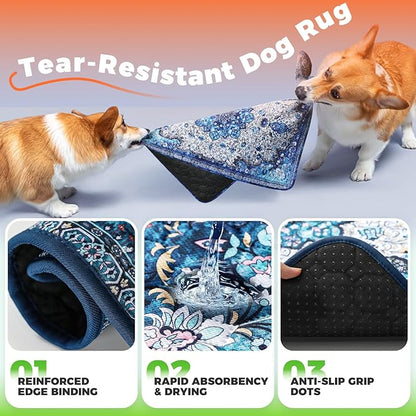 Hompet 2 Pack Super Absorbent Dog Door Mat for Muddy Paws, Washable Pee Pads for Dogs, Reusable Puppy Training Pads, Quick Dry Non-Slip Pet Entryway Rug, Leak-Proof Potty Pad for Indoor Floors 35x60