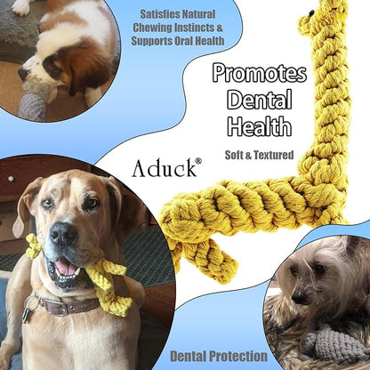 ADUCK Puppy Dog Rope Toy for Teeth Cleaning, Chew-Proof Dental Care & Training Reward | Durable Cotton Heather Gray Elephant for Small & Medium Dogs
