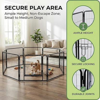 FansaFurn 40" 16-Panel Dog Playpen, Metal Exercise Pen with Door for Indoor Outdoor, Heavy Duty Pet Fence for Puppy Small Medium Large Dogs, Rabbits, Camping Yard Garden