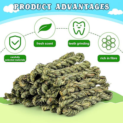matafat 25pcs Rabbit Timothy Hay Toy for Bunny Small Animal Treats Natural Grass Stick Chew Toys Snacks Molar Teeth Grinding for Guinea Pigs Chinchillas Hamsters