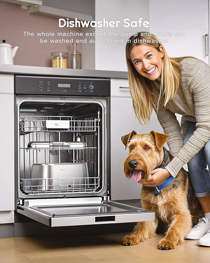 3 Gallon Large Dog Water Fountain, Stainless Steel Pet Water Fountain for Large Dogs, Automatic Big Dog Water Bowl Dispenser Drinking with 2 Filters, Easy to Clean, Quiet Pump