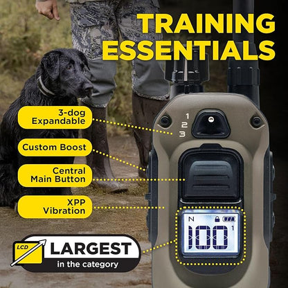 Dogtra 1900X E-Collar with Remote [New Edition] 35 lbs+, 3/4 Mile Range, LED Light, 100 Levels of Precise Control for Stubborn Dogs, Waterproof, Boost for Quick Recall, Vibration, Safety Lock & Tone