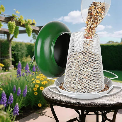 IWNTWY Bird Feeder, Heavy Duty Metal Bird Feeders for Outdoor Hanging, Cute Mushroom Shape Wild Birdfeeder for Outside Garden Yard (Green)