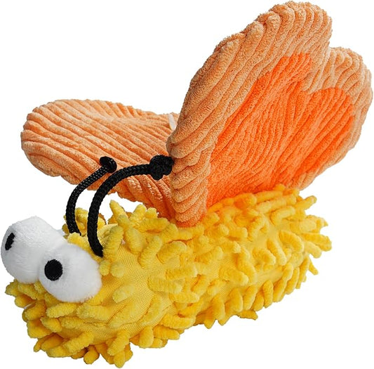 Nocciola Plush Squeaky Dog Toys, Cute Durable Stuffed Crinkle Puppy Pet Chew Toys for Large Medium Small Dogs - Butterfly