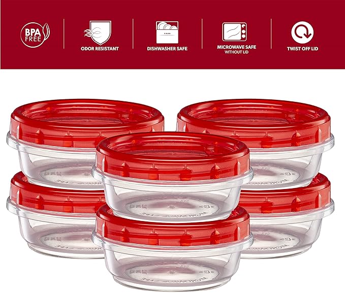(8 Ounce 20 Pack) Twist cap Containers Clear Bottom With Red Top Screw on Lids Twist Top Food Storage Freezer Containers