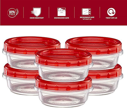 (8 Ounce 20 Pack) Twist cap Containers Clear Bottom With Red Top Screw on Lids Twist Top Food Storage Freezer Containers
