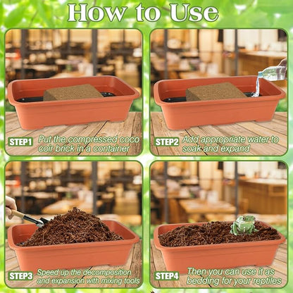 ZeeDix 10LBS Coconut Fiber Substrate, 100% Organic Coconut Husk Coco Coir Brick Terrarium Bedding for Reptiles, Tortoise, Bearded Dragon, Leopard Gecko, Snake, Hermit Crabs, Frogs, Tarantula