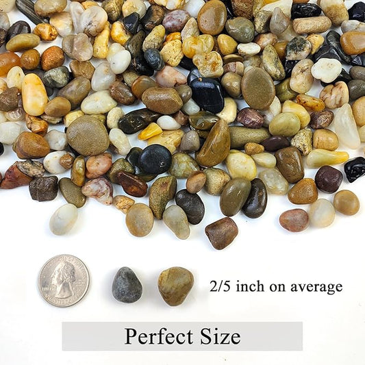 2 lbs Aquarium Gravel, 2/5 inch Pea Gravel for Fish Tank, Decorative Pebbles River Rocks for Plants Succulent Vase Indoor Water Fountains and Outdoor Landscaping