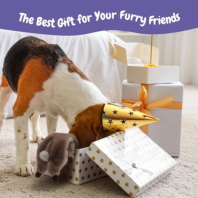 No-Stuffing Bunny Squeaky Dog Toy, Cute Plush Puppy Teething Toy to Keep Them Busy, Rabbit Interactive Tug of War & Dental Chew for Small Medium Large Dogs