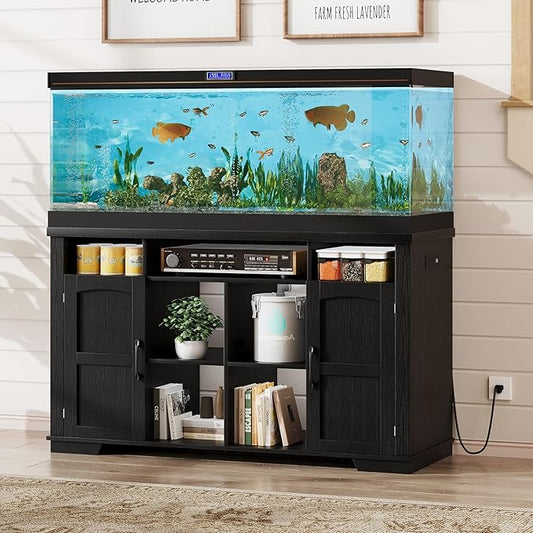AesthLife 55-75 Gallon Fish Tank Stand, Heavy Duty Aquarium Stand with Power Outlet, 1000LBS Wood Fish Tank Cabinet with Storage Suitable for Turtle Tank, Reptile Terrarium, for Home Office