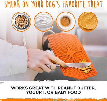 Mighty Paw Interactive Dog Lick Pad | Anxiety Relief, Dishwasher Safe, 4 Textures. Great for Dental Health. Dog Enrichment Toys for Medium Dogs, Lick Mat for Dogs Large Breed