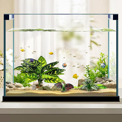 Moonorange Reptile Artificial Plants, Terrarium Plants Decorations Supplies, Aquarium Fish Tank Plant, Amphibian Habitat Hideout Tank Accessories(L Set-3pcs/B)