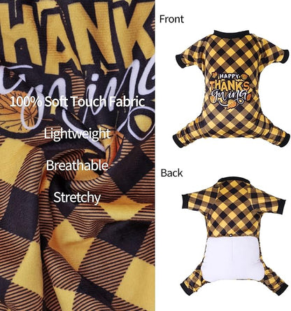 CuteBone Thanksgiving Dog Pajamas Costumes Pet Clothes Cat Apparel Shirt Winter Holiday Cute Pjs Outfits for Doggie Onesies P261XL X-Large