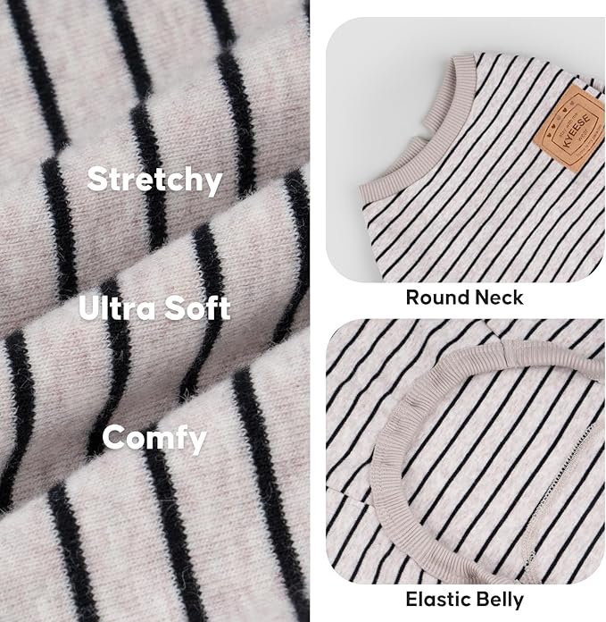 KYEESE Dog Pajamas Striped Clothes Pet PJS Lightweight Doggie Jammies 4 Legs Outfit Soft Dog Pajamas Cozy Pet Clothes Onesie Comfortable PJS Medium Dogs Doggie Onesie,Ivory Brown Striped, XX-Large
