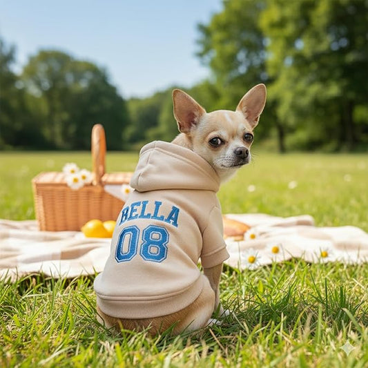 Personalized Name Dog Hoodie, Embroidered Puppy Sweater with Name/Text, Custom Pet Clothes Warm Winter Outfit for Dogs, Bright Puppy Sweatshirt, Pet Birthday Outfit, Gift for Dog Lovers