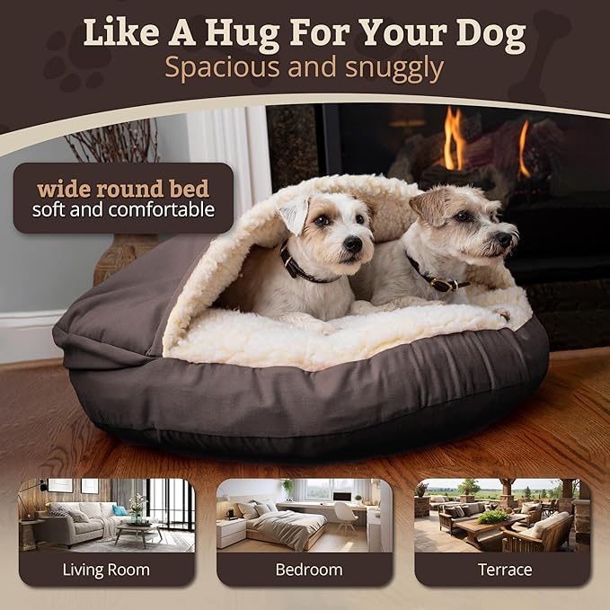 Snoozer? Luxury Microsuede Cozy Cave Pet Bed, Small, Dark Chocolate