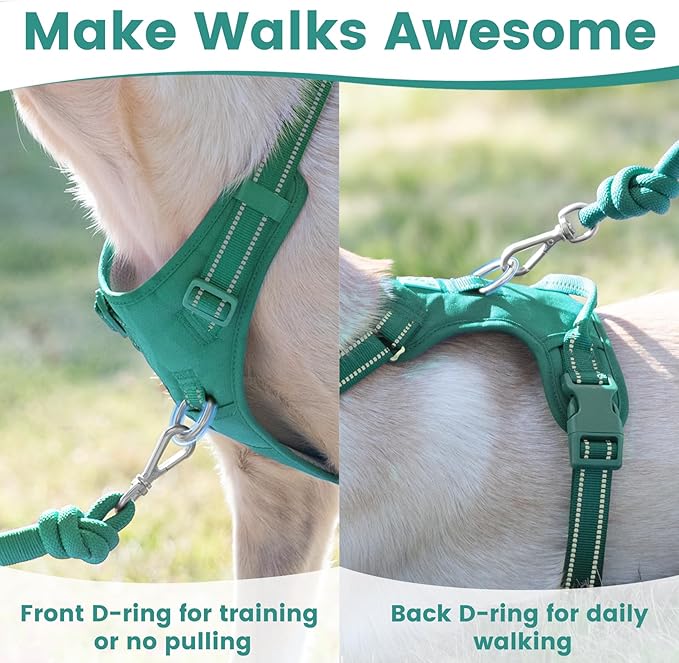 No Pull Dog Harness, Reflective Puppy Vest for Small Medium Large Sized Dog(MARRS Green,L)