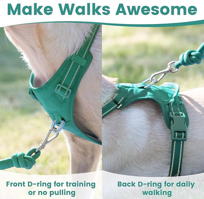 No Pull Dog Harness, Reflective Puppy Vest for Small Medium Large Sized Dog(MARRS Green,L)