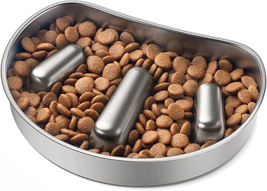 PETLIBRO Slow Feeder Bowl for Small Dogs & Cats, 1.125 Cup— Anti-Gulp Stainless Steel Dog & Cat Bowl, Helps Reduce Risk of Bloat, Dishwasher Safe — Compatible with PETLIBRO Camera Automatic Feeder