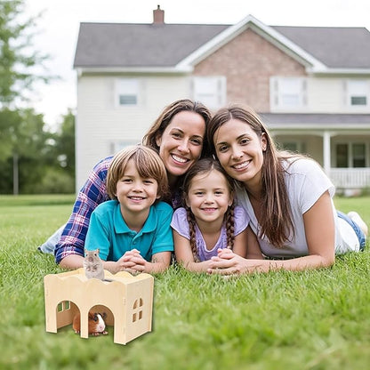 Bifeaw Guinea Pig Hideout, Natural Wooden Chew Proof Hideaway Hut for Small Pets (Wood, Guinea Pig)