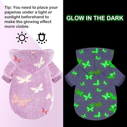 Dog Sweater for Small Dogs Girl Boy, Fleece Dog Hoodie Clothes, Night Glow Puppy Sweater, Soft Warm Extra Small Doggie Sweatshirt, Fall Winter Doggy Clothes Pet Outfits for Chihuahua Yorkie,Purple,XS