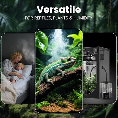 1 Gallon Reptile Humidifier Fogger for Terrariums, Adjustable Fog Volume, Ideal for Bearded Dragons, Lizards, Geckos, Snakes, Tortoises, Amphibians Humidity Increasing