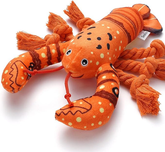 Sedioso Dog Toys, Dog Plush Toy for Large Breed, Cute Squeaky Dogs Toy with Crinkle Paper, Puppy Chew Toy for Small, Middle, Large Breed (Lobster)