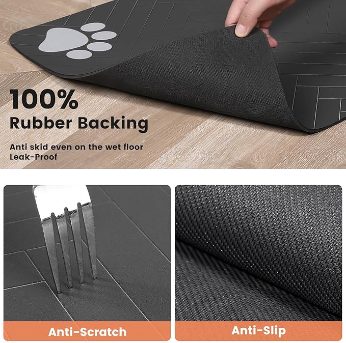 Pet Feeding Mat-Absorbent Pet Placemat for Food and Water Bowl, with Waterproof Rubber Backing, Quick Dry Water Dispenser Mat for Dog and Cat (24"x16", Christmas)
