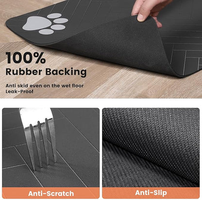 Pet Feeding Mat-Absorbent Pet Placemat for Food and Water Bowl, with Waterproof Rubber Backing, Quick Dry Water Dispenser Mat for Dog and Cat (27"x17", Lime Green)