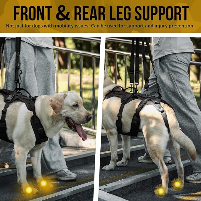 OneTigris Multi-Function Dog Lift Harness, All-Gender Dogs Friendly Design, Full Body Dog Sling Carrier with Three Handles Front/Rear Leg Assist for Arthritis, Help Em Up Harness for Dogs